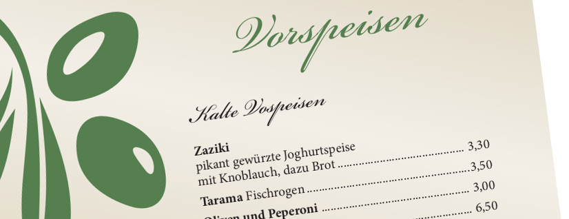 Speisekarten-Design für Restaurant