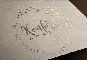 logo gold zart konfettimoment