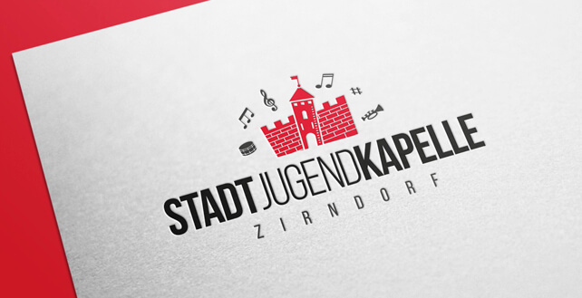 rotes Logo Design Stadtjugendkapelle Zirndorf