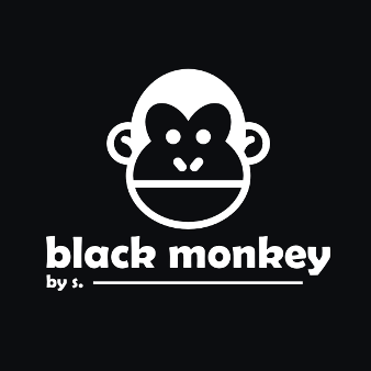 Black Monkey 136865 Schwarz Und Weiß Flat Logo Design