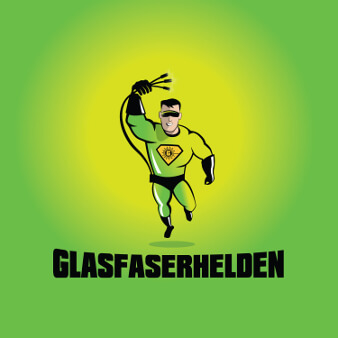 Grünes Logo Maskottchen Superheld Illustration Glasfaserhelden