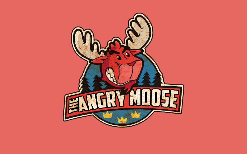 Emblem Design Angry Moose Foodtruck Illustration farbe