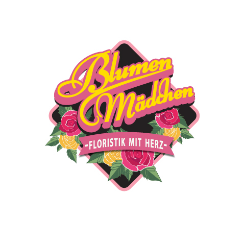 655259 BlumenMädchen Floristik mit Herz Emblem Logo Designs