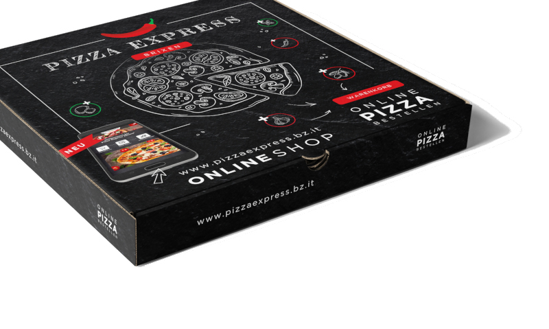 Auffällige Produktverpackung Pizza Express