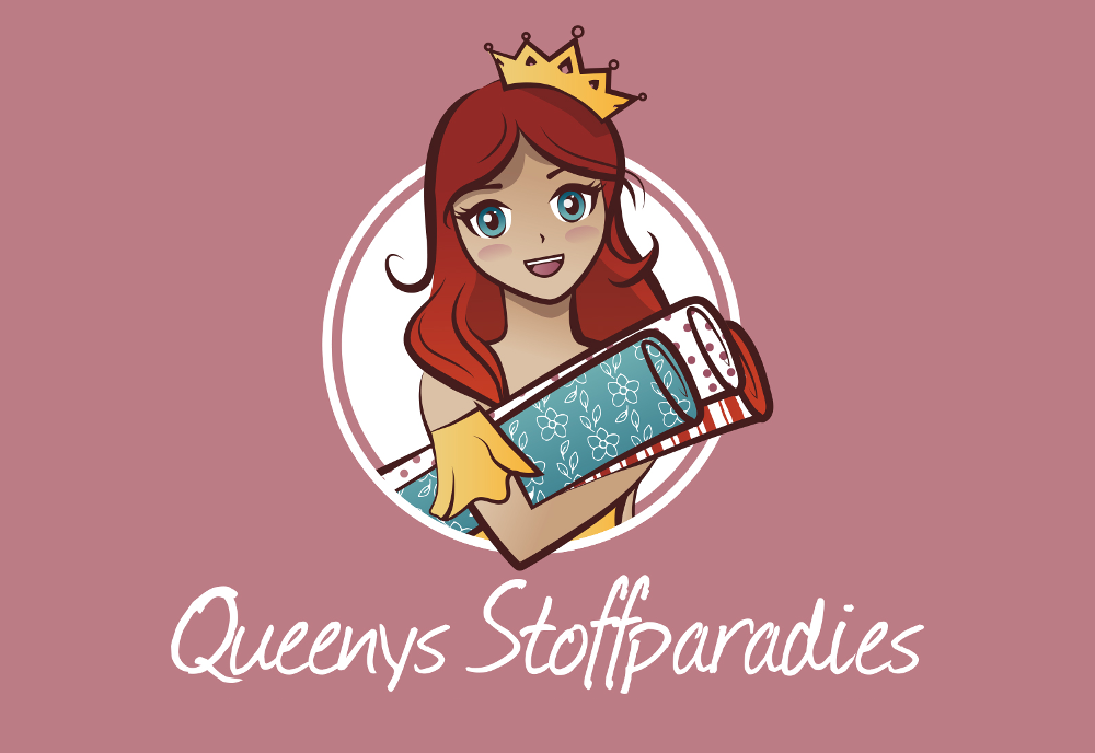 Cartoon Logo für Queenys Stoffparadies