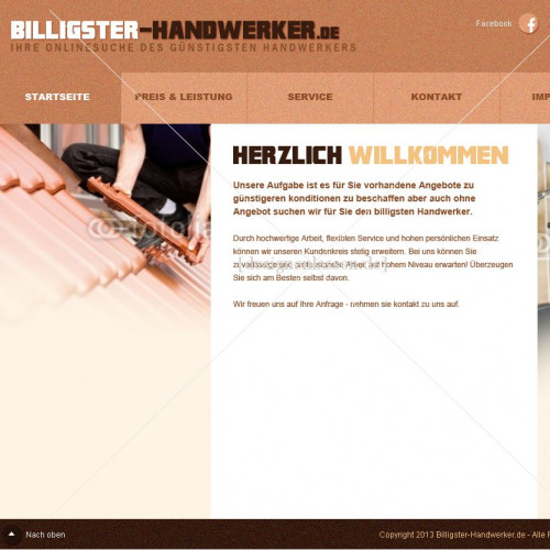 Homepage Erstellung für neues Online Unternehmen Billigster-Handwerker.de