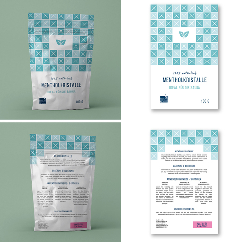 Verpackungsdesign (Beutel) für Mentholkristalle