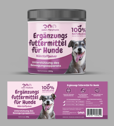 Etikettendesign für Ergänzungsfuttermittel für Hunde