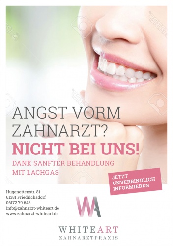 Flyer-Design für Zahnarztpraxis: Lachgassedierung für Angstpatienten