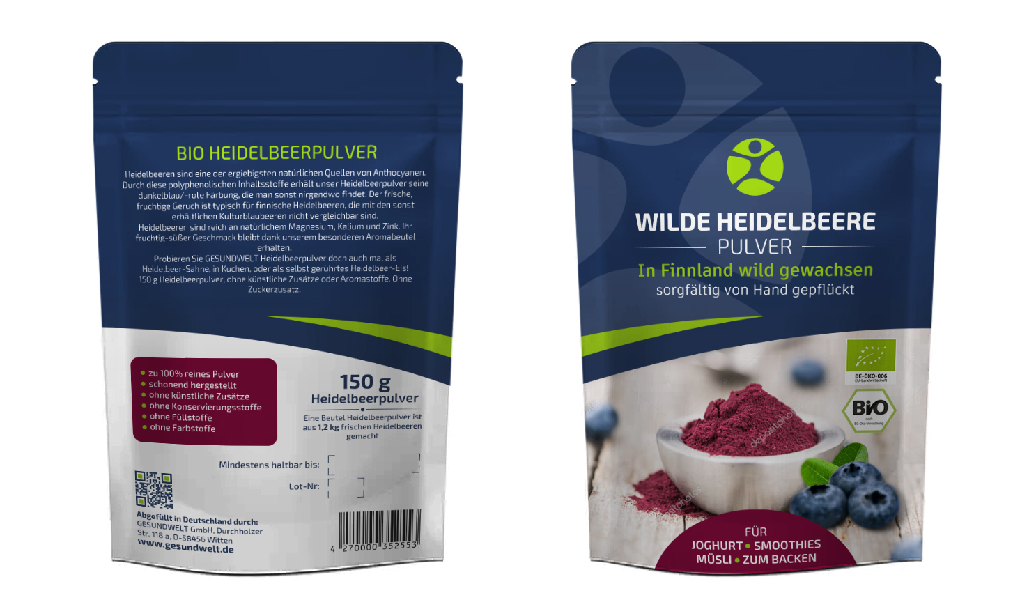 Verpackungsdesign für Heidelbeerpulver gesucht » Verpackungen » Briefing »  designenlassen.de