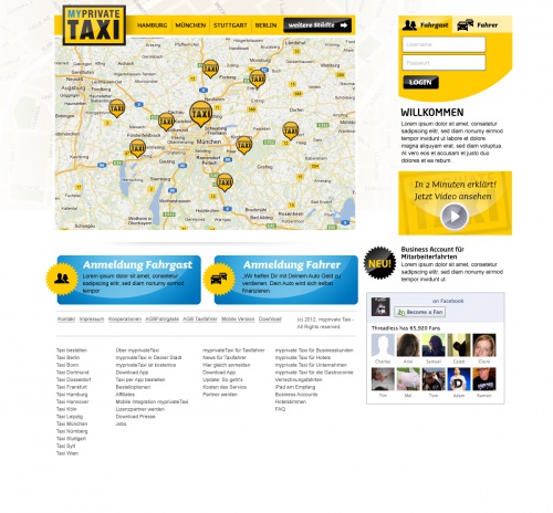 Design Startseite für Taxi App - Eilauftrag - Danke