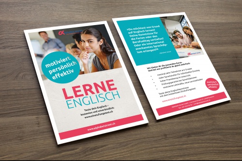 Englisch Sprachschule A5 Flyer (Doppelseitig) für Postversand