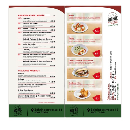 Flyer-Design für Noshak Afghan Take Away