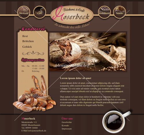 Bäckerei Konditorei und Café - Webdesign