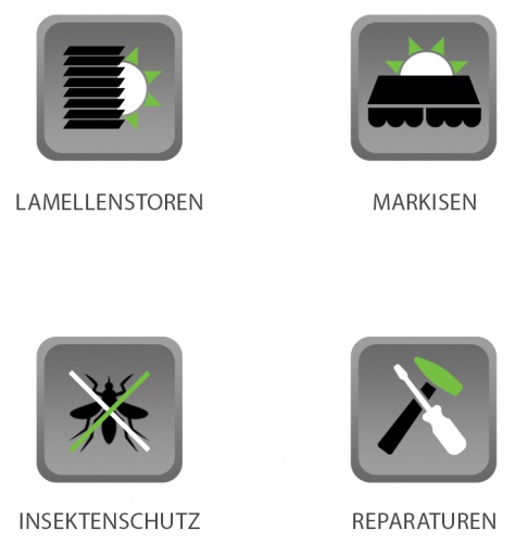 Icon-Designs für Unternehmen im Bereich der Sonnen- sowie Wetterschutzsysteme