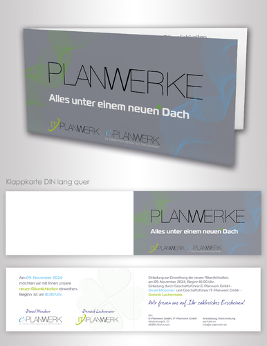 Einladungskarten-Design zur Einweihung von neuen Räumlichkeiten eines Planungsdienstleisters für Elektro- sowie IT-Lösungen