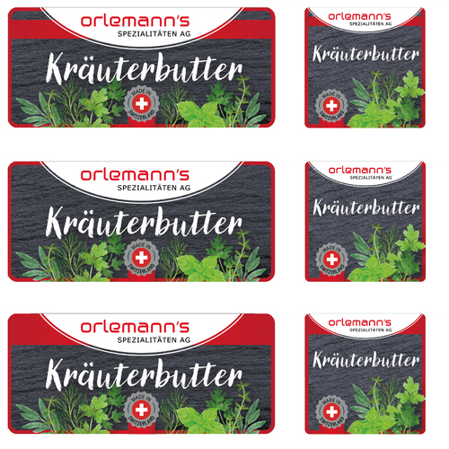 Etiketten für Kräuterbutter Spezialitäten